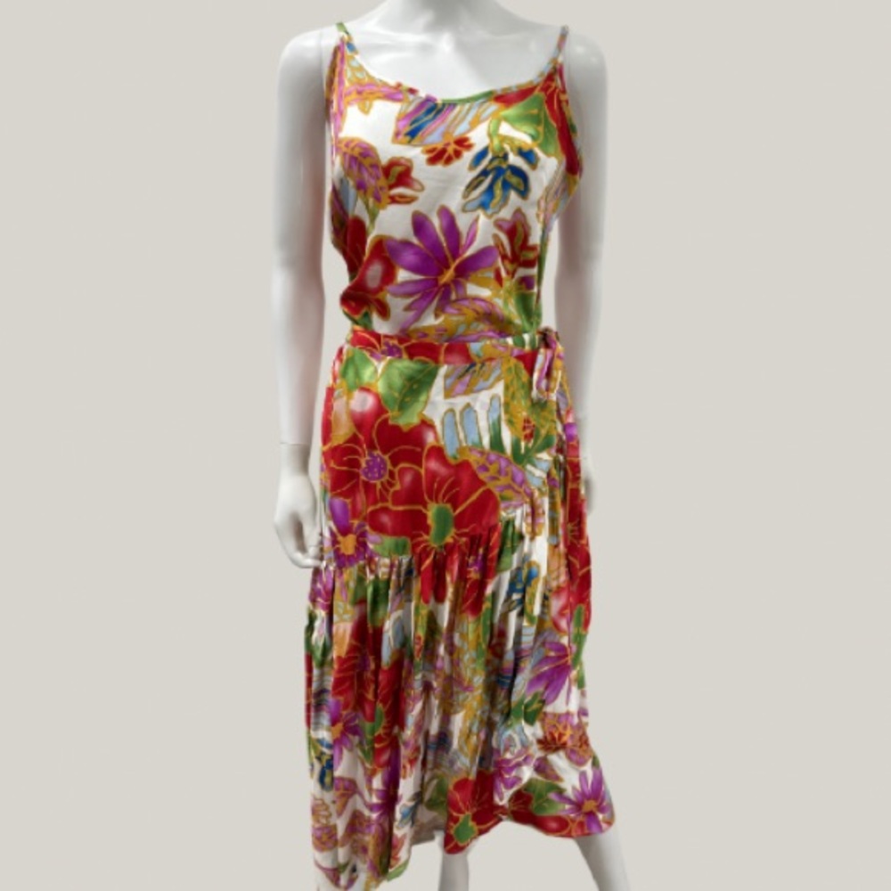 Cynthia Rowley Asymmetrical Ruffle Wrap Skirt with Matching Tank Top Summer Set